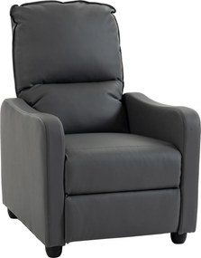 HOMCOM Poltrona Relax Reclinável Manual 155° com Apoio para os Pés, em PU, para Sala e Quarto, Cinza escuro | Aosom Portugal