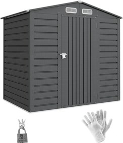 Outsunny Abrigo de Jardim 2,27 m² 190x131x188 cm com 2 Ventilações Porta com Fechadura para Armazenamento de Ferramentas Cinza | Aosom Portugal