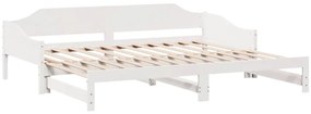 Sofá-cama com gavetão 90x190 cm madeira de pinho maciça branco