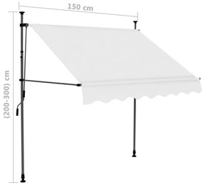 Toldo retrátil manual com LED 150 cm creme