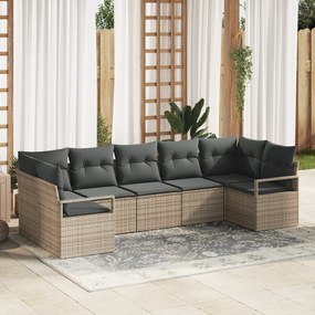 Conjunto de Sofá de 7 Peças com Almofadas vidaXL Cinza Rattan de Polie