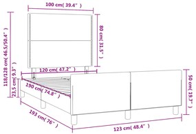 Estrutura de cama sem colchão 120x190cm couro do falso branco