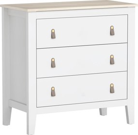 HOMCOM Cómoda de 3 Gavetas Cómoda para Dormitório com Puxadores de PU 80x40x78,5 cm Branco | Aosom Portugal