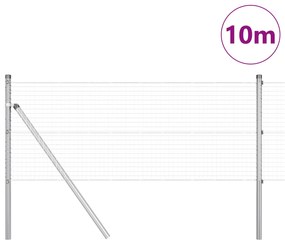 Cerca de Arame Soldado com 7 Postes 0.4x10 m Aço Galvanizado