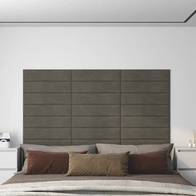 343836 vidaXL Painel de parede 12 pcs 60x15cm veludo 1,08 m² cinza-escuro