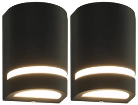 vidaXL Candeeiros de parede exterior 2 pcs 35 W semicilíndrico preto