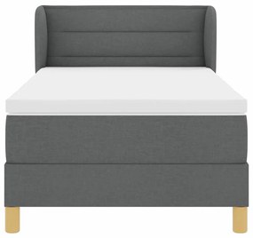 Cama Box Spring com Colchão - Cinza Escuro, 90x190 cm, Tecido