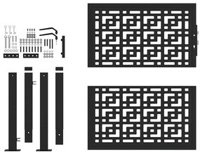 Portão de jardim 105x106 cm design cruzado de aço preto