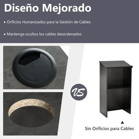 Suporte para pódio 58 x 40 x 116,5 cm com prateleira e orifícios para cabos Cinzento