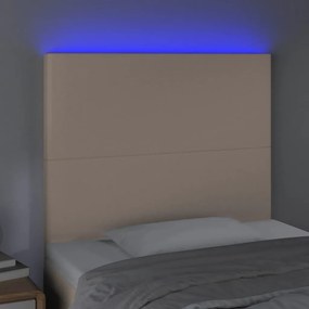 Cabeceira cama c/ LED couro artif. 100x5x118/128 cm cappuccino