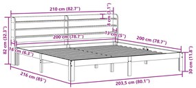 Estrutura de cama com cabeceira 200x200 cm pinho maciço