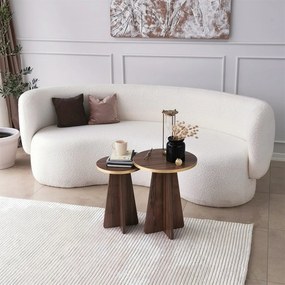 Conjunto de Mesas de Café Mushroom - Dourado e Nogueira - 40x50x40cm e