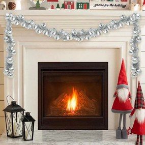 vidaXL Guirlanda de Bolas de Natal Prateado 186 cm Poliestireno