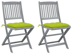 vidaXL Cadeiras exterior dobráveis c/ almofadões 2 pcs acácia maciça