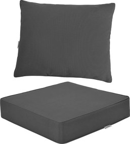 Conjunto de 2 almofadas amovíveis (CADEIRA NÃO INCLUIDA) para movéis de jardim com fitas antiderrapantes e enchimento macio Cinzento