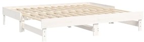 Sofá-cama de puxar 2x(75x190) cm madeira de pinho maciça branco