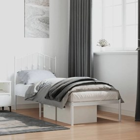 Estrutura de cama com cabeceira 75x190 cm metal branco