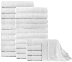vidaXL Toalhas de banho 25 pcs algodão 350 g 100x150 cm branco