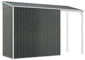 Abrigo de jardim com alpendre 277x107x181 cm aço antracite