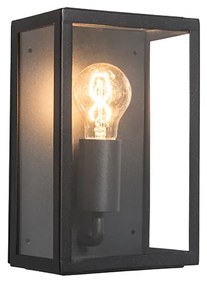 Candeeiro de parede exterior industrial preto com vidro 25,5 cm IP44 - Rotterdam Moderno,Rústico