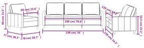 3 pcs conjunto de sofás com almofadões veludo cinzento-claro