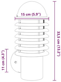 Candeeiro de parede para exterior aço inoxidável prateado