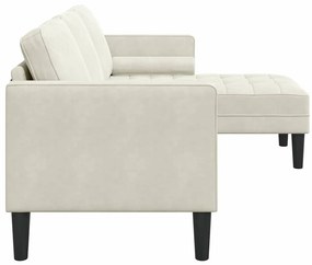 Sofá em L Creme 173x131x67 cm Veludo