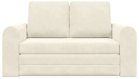 Sofá-Cama 2 em 1 Creme 148x71x83 cm Veludo