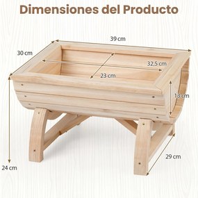 Conjunto de 2 vasos de madeira de abeto em forma de meio barril com orifícios de drenagem para flores e vegetais, para interior e exterior, acabamento