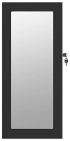 Móvel para joias de parede espelhado 30x8,5x67 cm preto