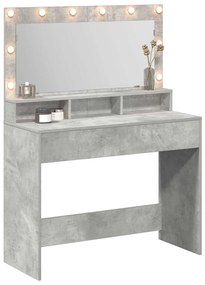 Mesa de Maquilhagem com Luzes LED Cinza Concreto 100x41x135 cm