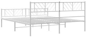 Estrutura de cama com cabeceira e pés 200x200 cm metal branco