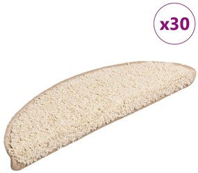 vidaXL Tapetes de escada 30 pcs 56x17x3 cm creme