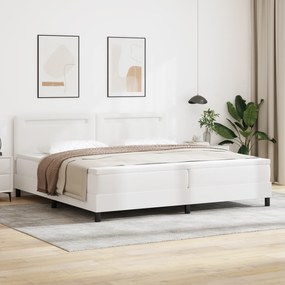 Cama Box Spring vidaXL com Colchão Branco 200x200 cm Couro Sintético