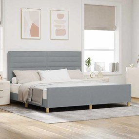 Estrutura de Cama vidaXL em Cinza Claro, 200x200 cm, Tecido