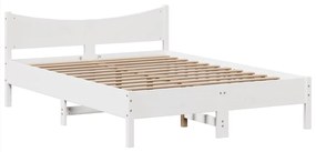 Cama sem colchão 140x200 cm madeira de pinho maciça branco