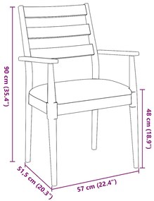 Cadeiras de jantar com almofadões 2 pcs madeira maciça castanho