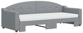 Sofá-cama c/ gavetão e colchões 80x200 cm tecido cinzento-claro