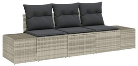Conjunto de sofá de jardim 3 peças com almofadas cinza claro feito de
