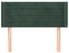 Cabeceira de cama c/ abas veludo 93x16x78/88 cm verde-escuro