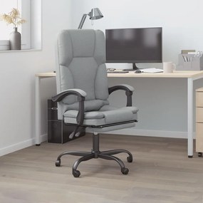 vidaXL Cadeira massagens escritório reclinável tecido cinzento-claro