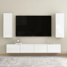 vidaXL 4 pcs conjunto móveis de TV derivados madeira branco brilhante
