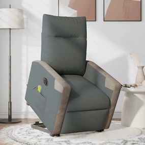 Poltrona elétrica elevatória massagens tecido cinzento-escuro