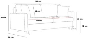 Sofá de 2 Lugares Eva – Antracite – 155x82x90 cm