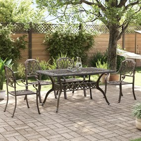vidaXL 5 pcs conjunto de jantar para jardim alumínio fundido bronze