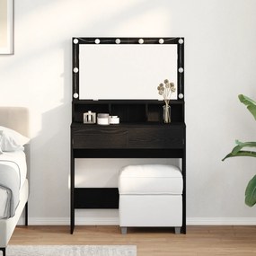 vidaXL Mesa de vestir com gaveta Carvalho preto 80 x 41 x 134.5 cm