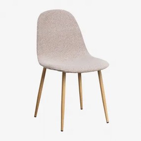 Pacote De 2 Cadeiras De Jantar Em Tecido Bouclé Glamm Deluxe Madeira Natural & Bouclé Cor-de-rosa - Sklum