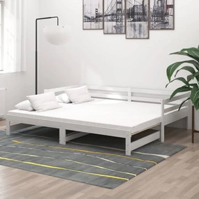 vidaXL Estrutura sofá-cama de puxar 2x(90x200) cm pinho maciço branco