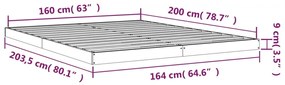 Estrutura de cama 160x200 cm madeira de pinho maciça branco