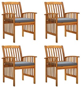 vidaXL Cadeiras de jantar p/ jardim 4 pcs c/ almofadões acácia maciça